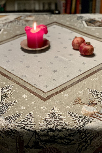 Nappe tapisserie, châle et dressage de table PAYSAGE D&#39;HIVER