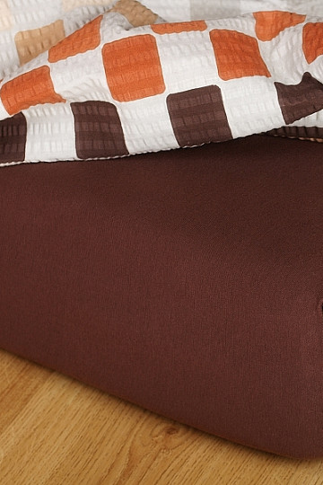 Drap de lit en jersey couleur marron foncé