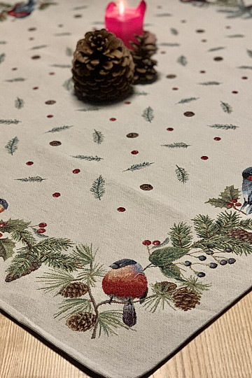 Nappe et écharpe en tapisserie BULL BIRD