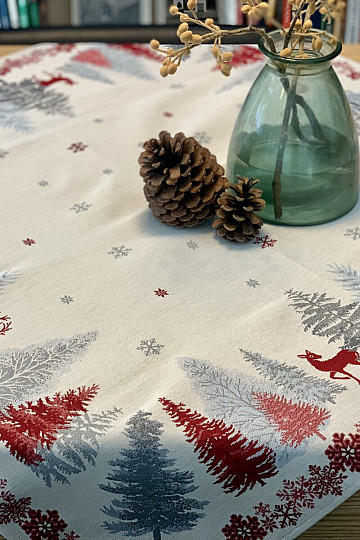Nappes et foulards en tapisserie de Noël ARBRES AVEC CERF