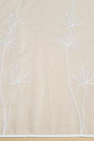 Rideau brodé luxueux BLANC AVEC FLEURS 11745/290