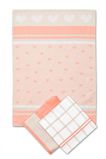 Serviettes jacquard extra absorbantes COEURS DE SAUMON