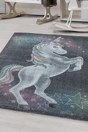 Tapis de luxe pour enfant FUNNY licorne grise