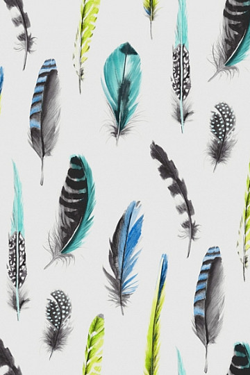 Tissu déco Plumes bleu