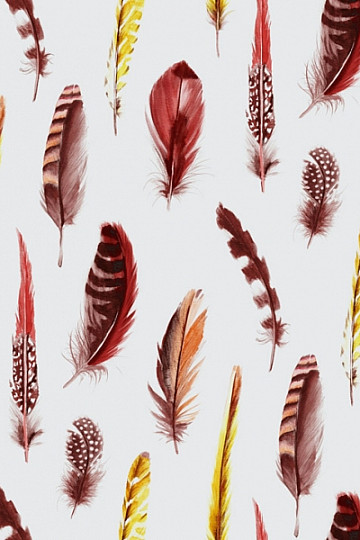 Tissu déco Plumes rouges