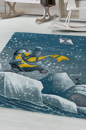 Tapis de luxe pour enfant FUNNY BLUE PENGUIN