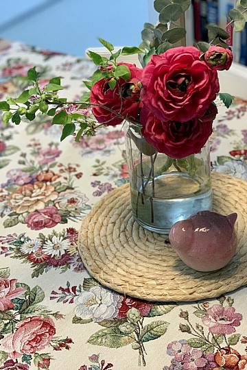 Nappe tapisserie, foulard Bouquet