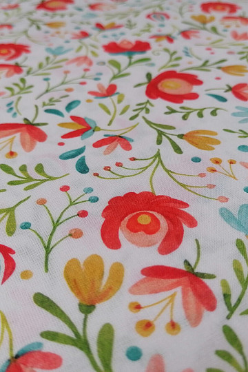 Tissu coton FOLK MOTIVES blanc