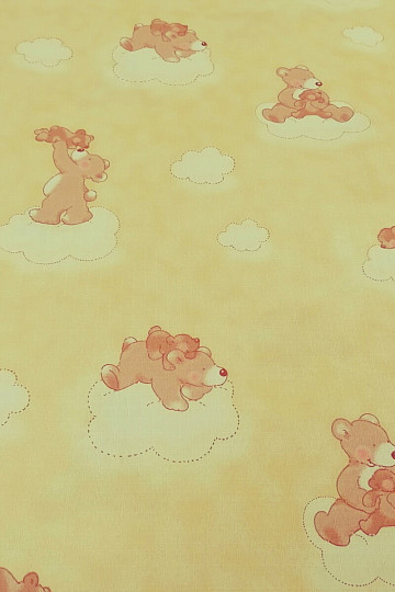 Tissu déco Ours sur un nuage - jaune