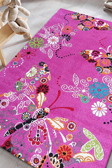 Tapis enfant MONDO 114 papillons - rose