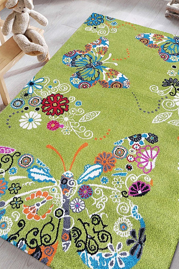 Tapis enfant MONDO 114 papillons - vert