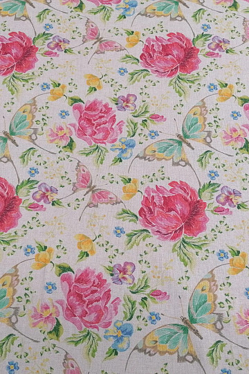 Tissu déco Fleurs et papillons
