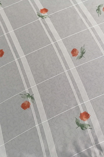 Rideau en voile crème clair - roses