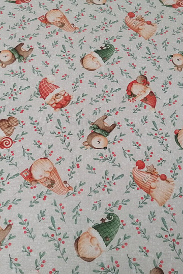 Tissu de décoration de Noël Elfes et cerfs