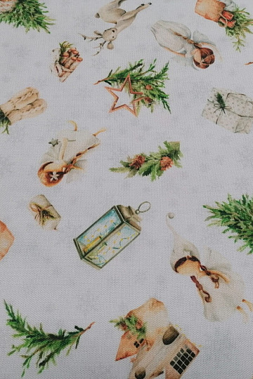 Tissu de décoration de Noël ANGE ET CERF