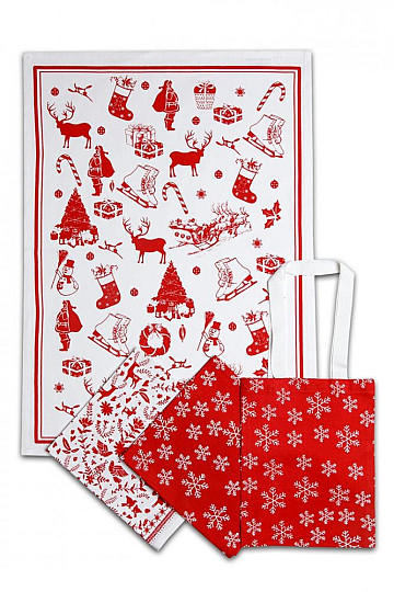 Serviettes dans un sac en toile - MOTIF DE NOËL HIVER