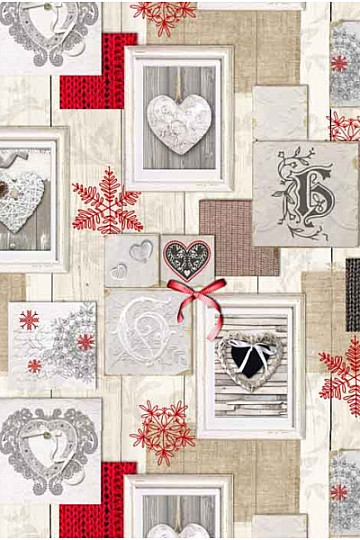 Tissu décoratif COEUR 3D DANS UN CADRE