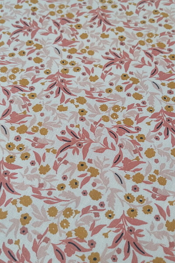 Tissu coton Tisania fleurs corail