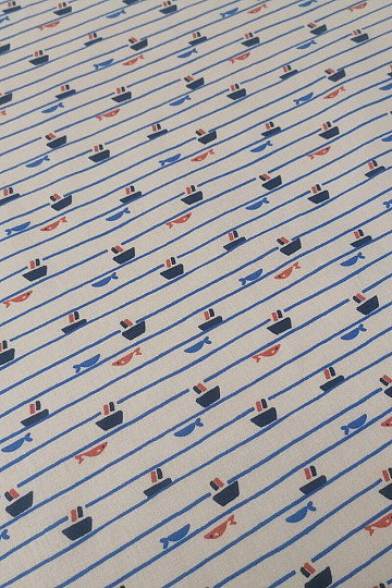 Tissu coton Tazio bateaux - lignes