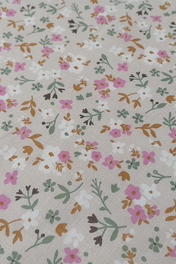 Tissu coton Zalia fleurs naturel
