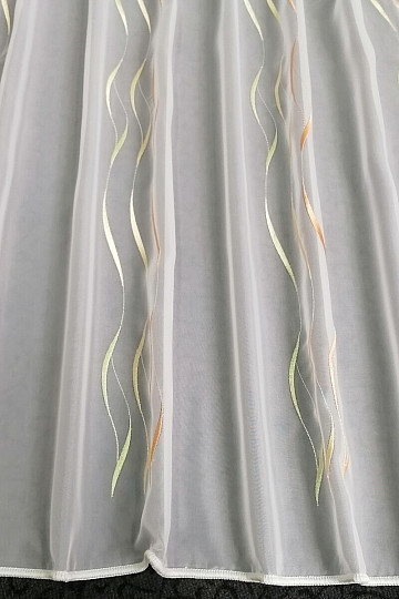 Rideau fini Gerster Stripes orange-vert 310x175 cm