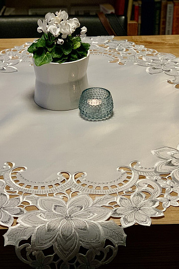 Nappe de Noël brodée Étoile Argentée