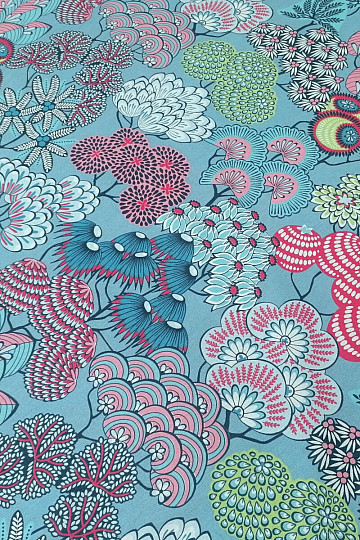 Tissu coton FUSAIN BLEU