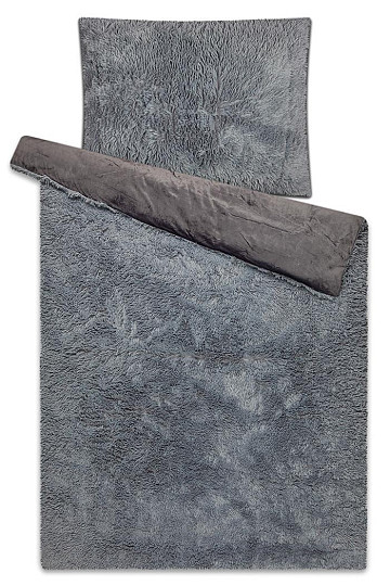 Literie microflanelle LONGINESS à poils longs - anthracite