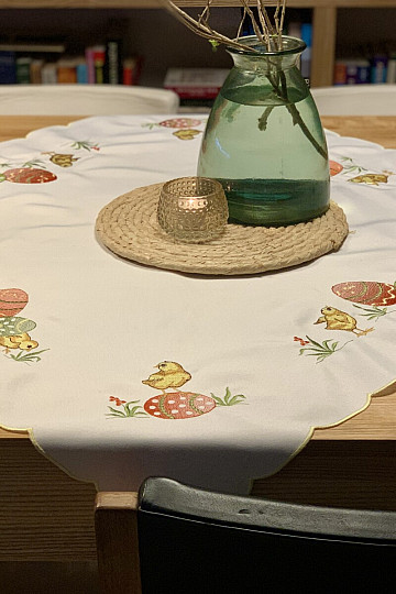 Nappes et foulards brodés POULET jaune