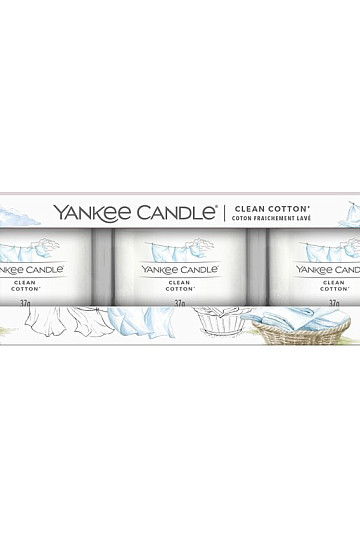 bougie YANKEE CANDLE parfum CLEAN COTTON SET 3 pièces