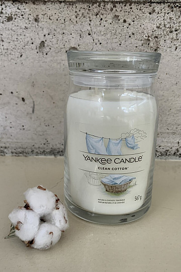 bougie YANKEE CANDLE parfum CLEAN COTON VERRE GRAND 2 MECHES