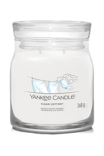 bougie YANKEE CANDLE parfum CLEAN COTTON GLASS MEDIUM 2 MECHES