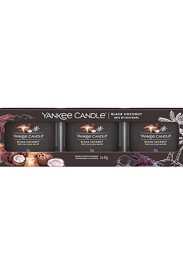 bougie YANKEE CANDLE parfum BLACK COCONUT SET de 3 pièces