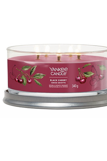 bougie YANKEE CANDLE parfum BLACK CHERRY TUMBER MEDIUM 5 mèches