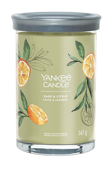 bougie YANKEE CANDLE parfum SAUGE et CITRUS TUMBER LARGE 2 mèches