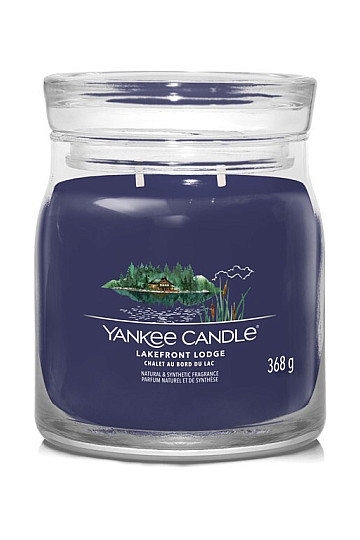 bougie YANKEE CANDLE parfum LAKEFRONT LODGE GLASS MEDIUM 2 mèches