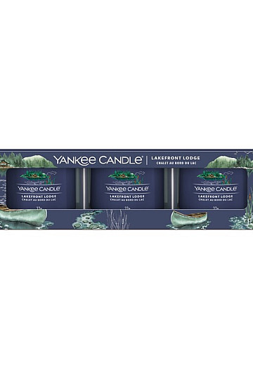 bougie YANKEE CANDLE parfum LAKEFRONT LODGE SET 3 pièces