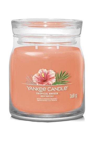 bougie YANKEE CANDLE parfum TROPICAL BREEZE GLASS MEDIUM 2 mèches