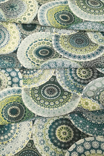 Tissu déco MANDALA bleu vert