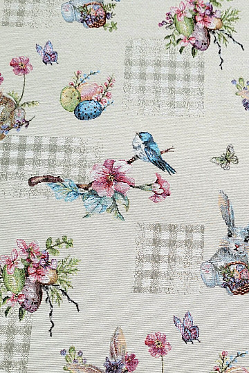 Tissu à tapisserie LAPIN DE PÂQUES BEIGE