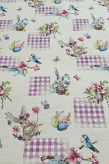 Tissu à tapisserie LAPIN DE PÂQUES LILAS