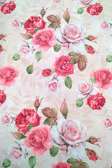 Tissu décoratif ROSE FLEURIE JULIANA
