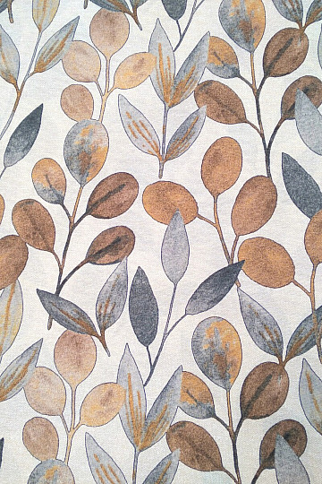Tissu décoratif HOJAS FEUILLES GRIS
