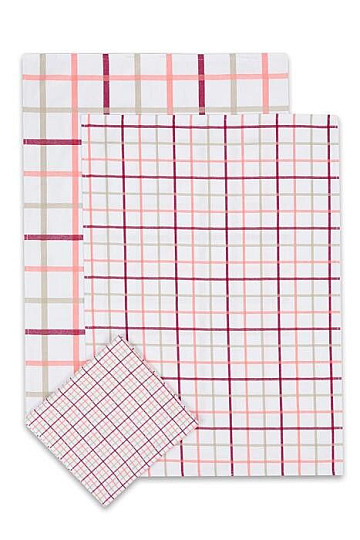 Torchons jacquard SALMON CHECK MIX