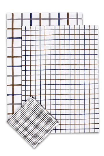 Serviettes jacquard MIX CHECK BLEU