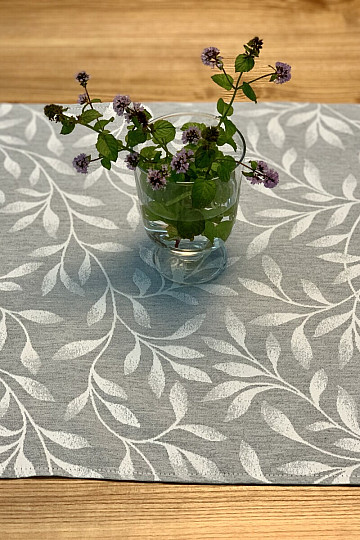 Nappe et écharpe NIGHT LEAFS gris