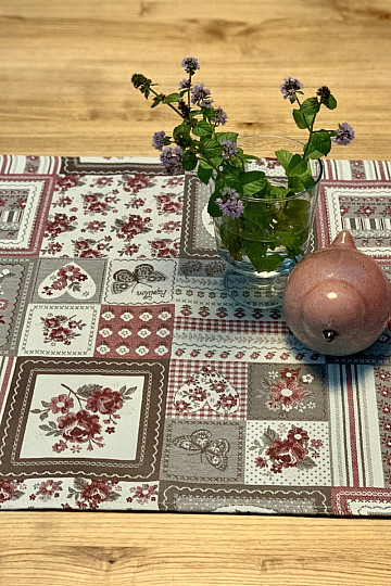 Nappe et châle TOSCANA VALERY PATCHWORK bordeaux