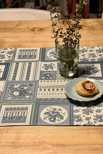 Nappe et châle TOSCANA VALERY PATCHWORK bleu