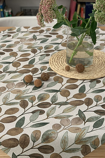 Nappe et écharpe LISTY HOJAS vert