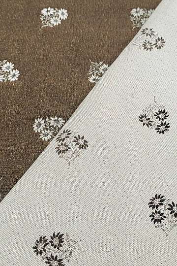 Tissu décoratif FLEURS ALPINES jacquard MARRON